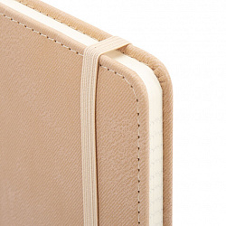 Блокнот А5 148x218 мм BRAUBERG "Optimal", под кожу, 80 листов, резинка, держатель для ручки, клетка, бежевый, 118636