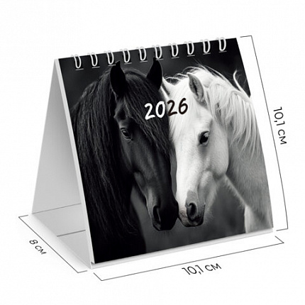 Календарь-домик настольный на гребне, 2026 г., BRAUBERG, 101х101 мм, "Символ 2026", 117278