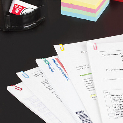 Скрепки STAFF "Manager", 28 мм, цветные, 100 шт., в картонной коробке, 226821