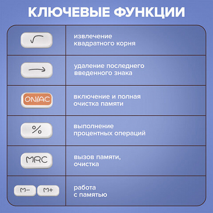 Калькулятор настольный BRAUBERG KW-500-BK (93x148 мм), 3D-кнопки, 12 разрядов, черный, 272954