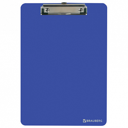 Доска-планшет BRAUBERG "SOLID" сверхпрочная с прижимом А4 (315х225 мм), пластик, 2 мм, СИНЯЯ, 226823