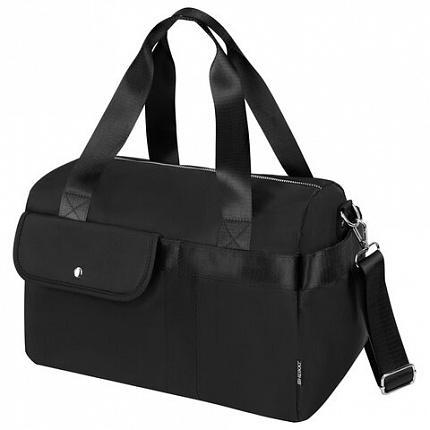 Сумка дорожная HEIKKI HANDY (ХЕЙКИ), карман на молнии, багажная лента, черная, 38х16х25 см, 273874