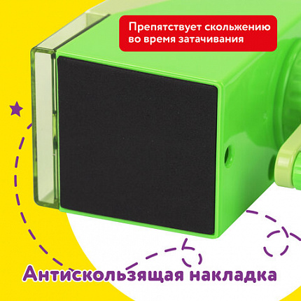 Точилка механическая ЮНЛАНДИЯ "Пастель", для чернографитных и цветных карандашей, корпус зелёный, 272000
