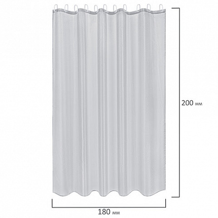 Шторка для ванной ПОЛИЭСТЕР, 180х200 см, кольца в комплекте, СЕРЫЙ БРИЛЛИАНТ, PRIMILA (ПРИМИЛА), 700094