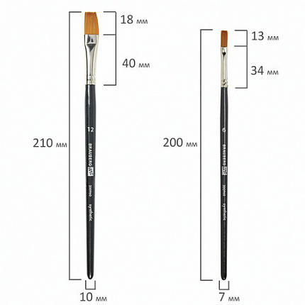 Кисти художественные набор 5 шт., синтетика, BRAUBERG ART CLASSIC, № 1-12, 200960