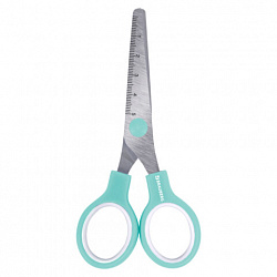 Ножницы BRAUBERG KIDS 130 мм, ручки мятные, закругленные лезвия с линейкой, 274062