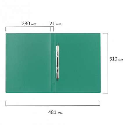 Папка с металлическим скоросшивателем BRAUBERG стандарт, зеленая, до 100 листов, 0,6 мм, 221631