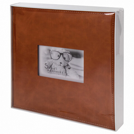 Фотоальбом BRAUBERG "Premium Brown" 20 магнитных листов 30х32 см, под кожу, коричневый, 391185
