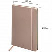 Блокнот А5 (148x218 мм), BRAUBERG "Metropolis Special", под кожу, 80 л., резинка, клетка, медный, 113334