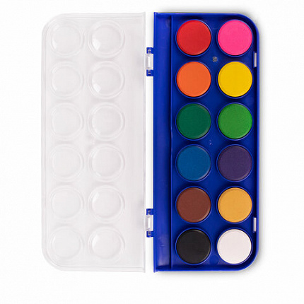 Краски акварельные BRAUBERG "PREMIUM" 12 цветов, круглые кюветы 28 мм, пенал, 191743