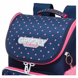 Ранец GRIZZLY эргономичная спинка, с брелоком, для девочек, "HAPPY ALWAYS", 35х26х16 см, RAl-294-1/1