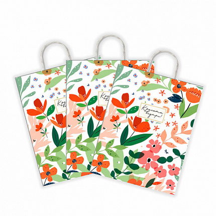 Крафт-пакет бумажный "Красота внутри" 26х15х35 см, с кручеными ручками, плотность 100 г/м2, белый, 113563