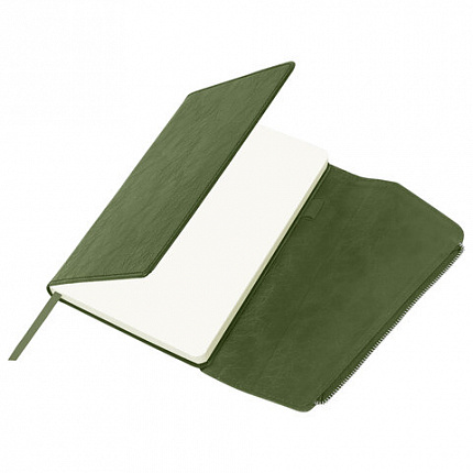 Ежедневник датированный 2026, А5, 145х213 мм, BRAUBERG "Jacket", под кожу, клапан, держатель, зеленый, 117402