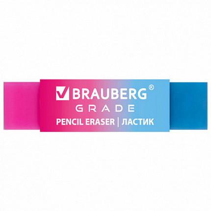 Ластик полупрозрачный BRAUBERG "Grade", 60x15x10 мм, картонный держатель, цвет ассорти, 271997