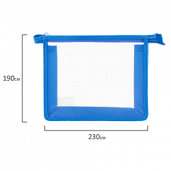 Папка для тетрадей А5 ПИФАГОР, пластик, молния сверху, прозрачная, синяя, 228221