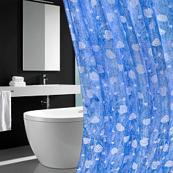 Шторка для ванной ПОЛИЭСТЕР, 180х180 см, кольца в комплекте, МОРЕ, PRIMILA (ПРИМИЛА), 700077
