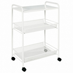 Этажерка офисно-бытовая "Ладья-33КС", 650х450х300 мм, 2 яруса + столик, металл, белая, Э 356 Б