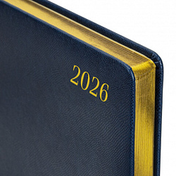 Ежедневник датированный 2026 БОЛЬШОЙ ФОРМАТ 210х297 мм, А4, BRAUBERG "Iguana", под кожу, синий, 117245