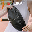 Сумка на пояс HEIKKI RACE (ХЕЙКИ), светоотражающая полоса, черная, 37х14х5 см, 273906