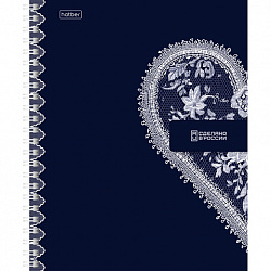 Тетрадь А5, 96 л., HATBER, гребень, клетка, Soft-touch ламинация, "Кружево" (микс в спайке), 096293, 96Т5лВ1гр