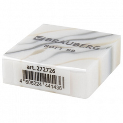 Ластик BRAUBERG "MARBLE", 34х34х11 мм, квадратный, экологичный ПВХ, ассорти, 272726