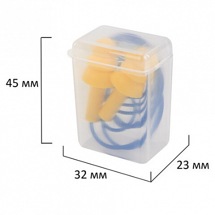 Беруши многоразовые силиконовые со шнурком, 1 пара в контейнере, SNR 37 дБ, RABBITEX (РАББИТЕКС), 671317