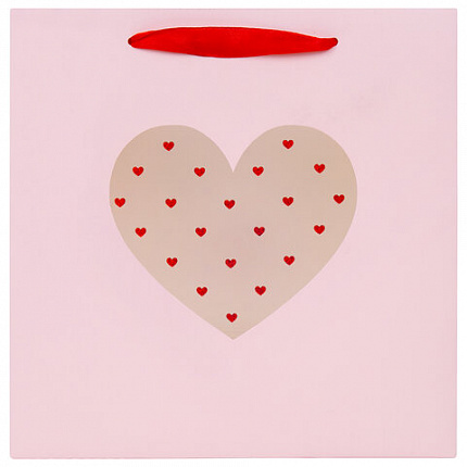 Пакет подарочный (1 штука) 20х20х8 см, ЗОЛОТАЯ СКАЗКА "With LOVE", с прозрачным окном, 608255