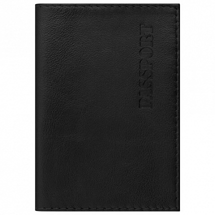 Обложка для паспорта натуральная кожа галант, "PASSPORT", черная, BRAUBERG, 237179