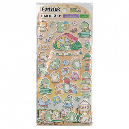Наклейки гелевые "Зверята", 17,5х9 см, ассорти 6 видов, FUNSTER (ФАНСТЕР), 666080