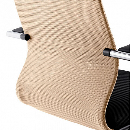 Кресло офисное BRABIX PREMIUM "Ultimate EX-800" хром, плотная двойная сетка Х2, черное/бежевое, 532913