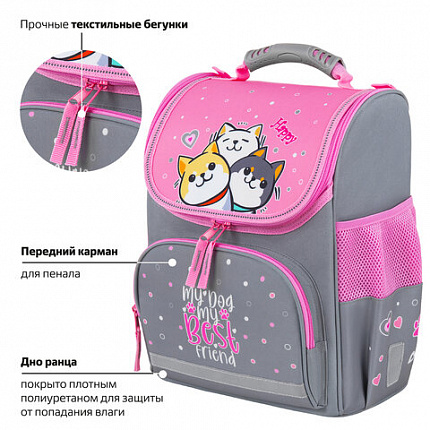 Ранец ПИФАГОР BASIC, 1 отделение, 3 кармана, эргономичная спинка, "Best team", 35х28х18 см, 272050