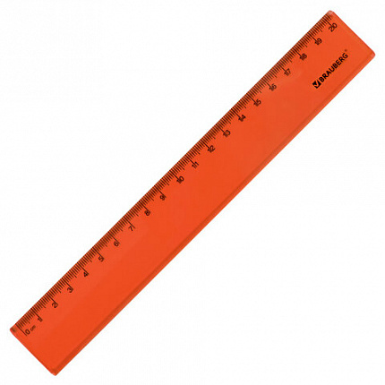 Линейка пластиковая 20 см BRAUBERG "FRUITY", тонированная, ассорти, 210766