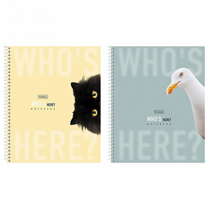 Тетрадь А5 96л. HATBER спираль, клетка, матовая ламинация, Кто здесь? (микс в спайке), 96Т5лВ1сп