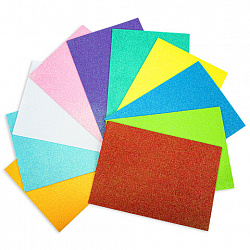 Пористая резина/фоамиран А4, 2 мм, НАБОР, 10 листов, 10 цветов, пастельные цвета, блестки, ОСТРОВ СОКРОВИЩ, 665101