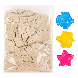 Песок для лепки кинетический, цвет песочный, 3 кг, коробка-песочница, формочки, BRAUBERG KIDS, 666008