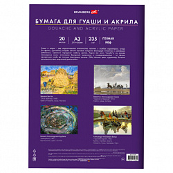 Бумага для гуаши и акрила А3 20л, 235 г/м2, 297х420мм, в папке, BRAUBERG ART CLASSIC, "Балет", 117735