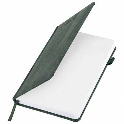 Ежедневник датированный 2026 А5 138x213 мм, BRAUBERG "Wood", под кожу, держатель для ручки, зеленый, 117109