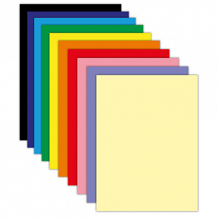 Цветная бумага А4 ТОНИРОВАННАЯ В МАССЕ, 20 листов, 10 цветов, 80 г/м2, BRAUBERG, 210х297 мм, 117612