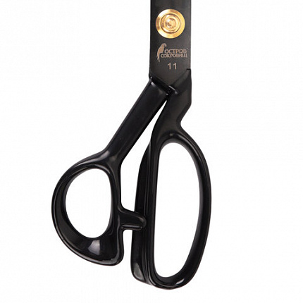 Ножницы портновские 290 мм, КЛАССИЧЕСКИЕ, черные, ручки с силиконовым покрытием, ОСТРОВ СОКРОВИЩ, 665599