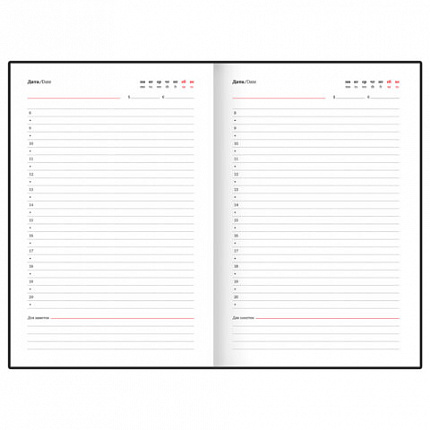 Ежедневник недатированный А5 138х213 мм, BRAUBERG "Slot", под кожу, держатель для ручки, 160 листов, красный, 116606