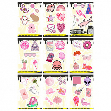 Наклейки виниловые, 49-53 шт., 9 листов, А6, "ЗАБАВНЫЕ ДИЗАЙНЫ", АССОРТИ, NALEPKING