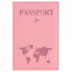 Обложка для паспорта "Passport map", экокожа soft-touch, розовая, STAFF, 238759