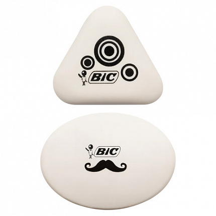 Набор ластиков BIC, "Mini Fun" 3 шт., белый с рисунком, 2 треугольных и 1 овальный, 927870