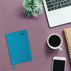 Ежедневник датированный 2026, А5, 138x213 мм, BRAUBERG "Rainbow", под кожу, бирюзовый, 117076