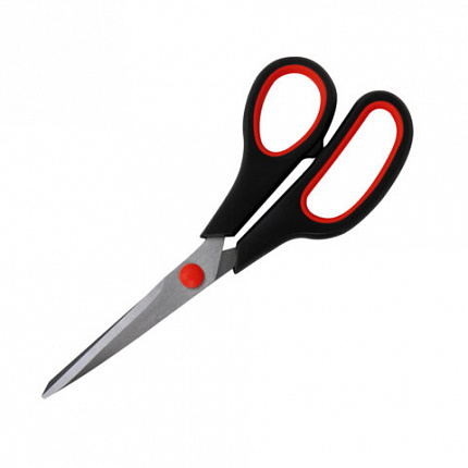 Ножницы 180 мм, бюджет, резиновые вставки, черно-красные, STAFF ECO, 238944