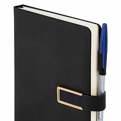 Ежедневник недатированный А5 143х210мм BRAUBERG Deluxe, под кожу, магнит 160л, черный, 117414, 117141