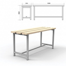 Скамья деревянная на металлокаркасе "СТ 1", 1000х350х460 мм, каркас металлический серый, сиденье дерево