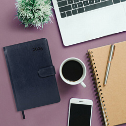 Ежедневник датированный 2026 А5 148х218 мм, GALANT "Ritter", под кожу, темно-синий, 117492