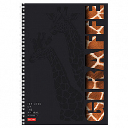 Тетрадь А4 96 л., HATBER, гребень, клетка, матовая ламинация, 3D-лак, "Animals print" (микс), 085842, 96Т4лолВ1гр