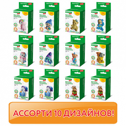 ФИГУРКА ИЗ ГИПСА с красками и кистью для росписи, ассорти, BRAUBERG KIDS, 665203